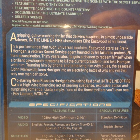 IN THE LINE OF FIRE New Blu-ray Disc / Special Features / High Definition - Picture 4 of 8